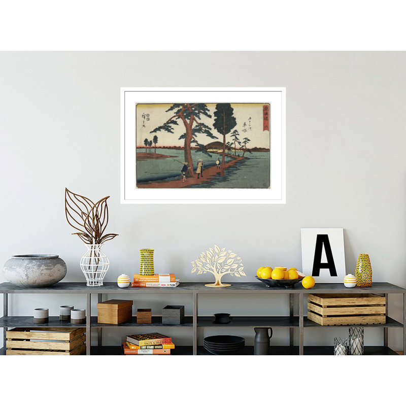 «Hiratsuka: A String of Traveller» par Utagawa Hiroshige - impression giclée encadrée, H 29,22 po x l 41,5 po