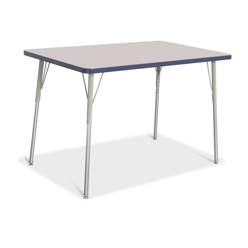 Berries Rectangle Activity Table, Standard Leg Adult 24"- 31", Gray/Navy, 48" L x 30" W