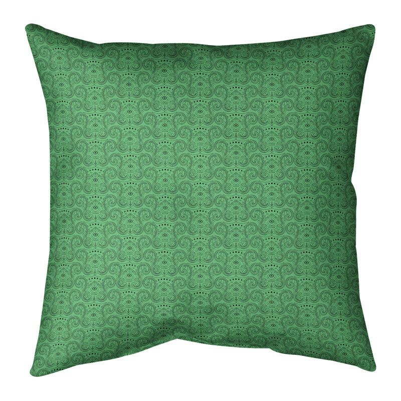 Coussin décoratif troisième œil Katelyn Elizabeth, 18 po x 18 po, Pas de bourre, Vert / Noir