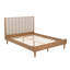 Grand lit en bois avec tête de lit tapissier de style piano, base de lit renforcée, blé