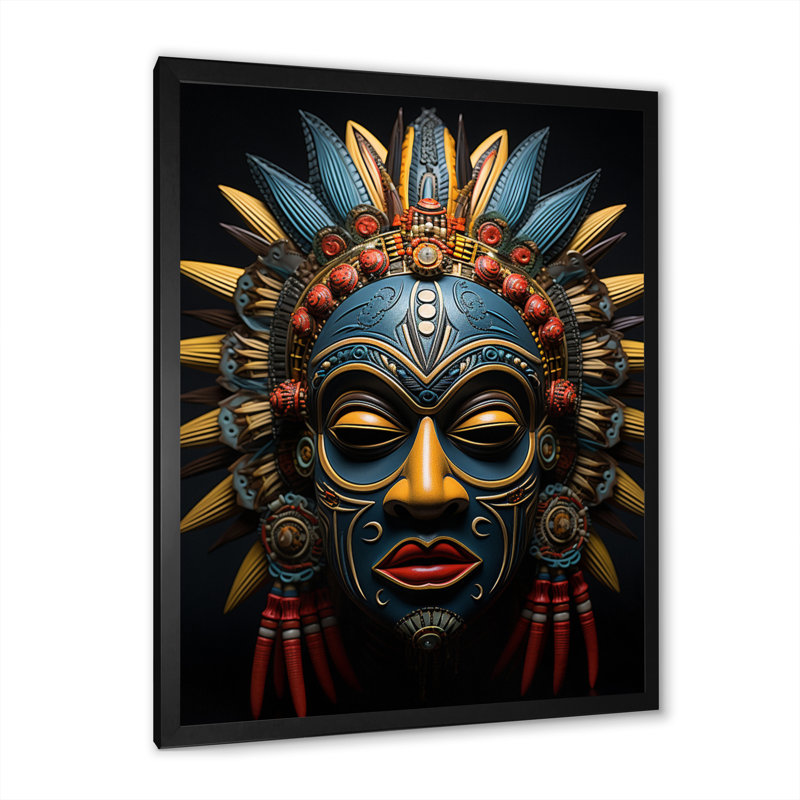 Tribus d'Afrique Chokwe Pwo I - reproduction sur toile, Toile encadrée noire simple, H 20 po x l 12 po x P 1 po
