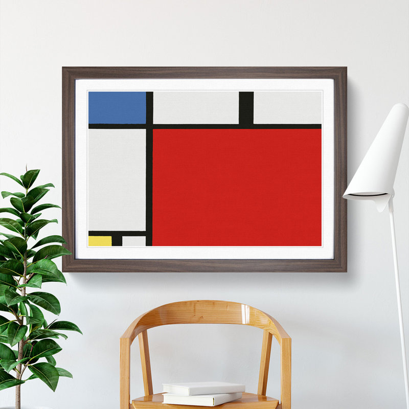 Composition Vol.2 by Piet Mondrian - Picture Frame Graphic Art, 48cm H x 65cm W x 2cm D, Walnut Framed