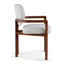 Ensemble de 2 chaises avec accoudoirs rembourrés, chaises d'appoint en bois d'hévéa