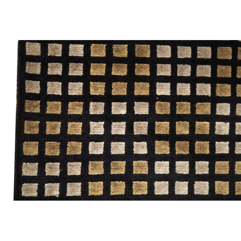 Hand-Knotted High-Quality Black and Taupe Area Rug