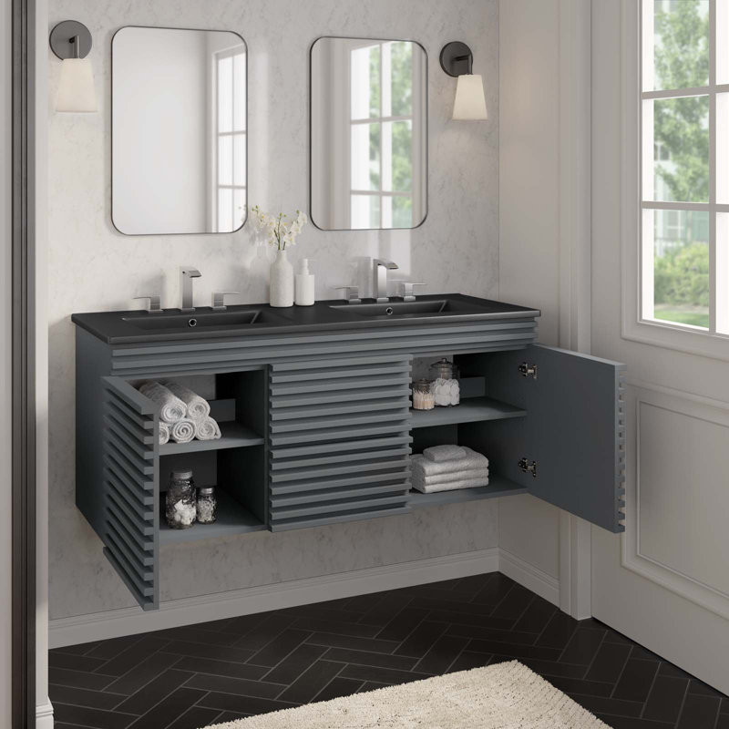Meuble-lavabo mural 48 po Modway Render, Noir, gris