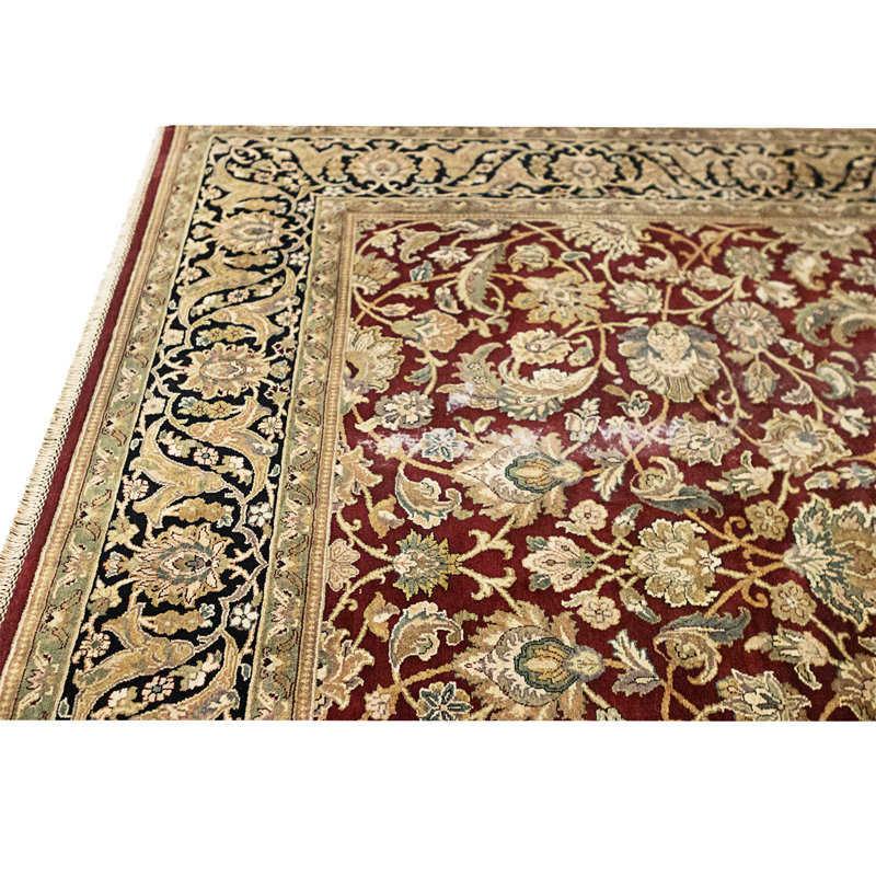 Hand Knotted Area Rug, Rectangle 11'9" x 9'3", Red And Black