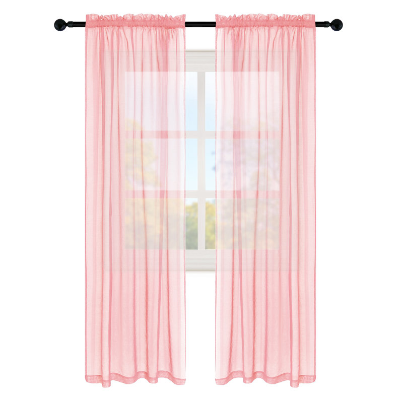 Chapple Sheer Curtains / Drapes Pair, Pink, 52" L x 96" W