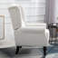 Élégant fauteuil, blanc crème, rehausse l'esthétique de la pièce - Fauteuil à boutons de couleur, pieds carrés, pour la vie