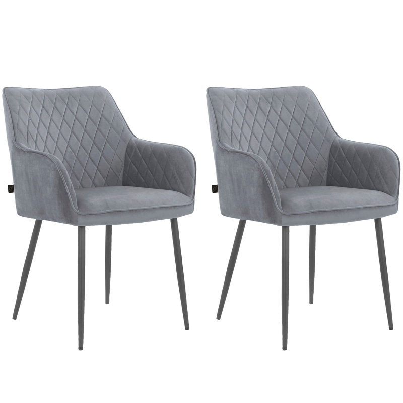 48.5cm H Velvet Upholstered Metal Side Chair, Grey
