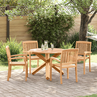 2 - Person Wood Patio Dining Set with Square Table
