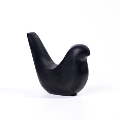 Statue oiseau noir en marbre