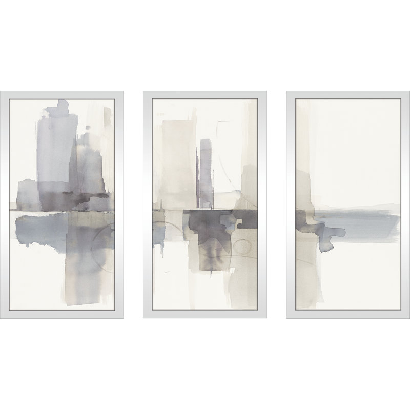 " Improvisation II Gray " 3 Piece Art Acrylic, 25.5" H x 40.5" W x 1" D