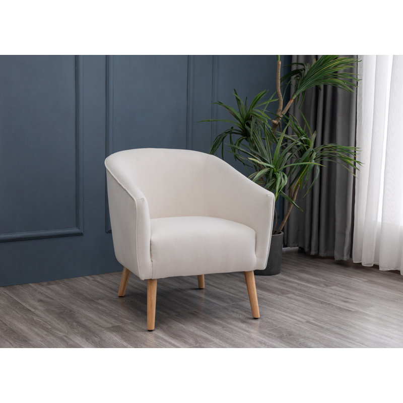 Fauteuil demi-tonneau Marzi, Sherpa crème