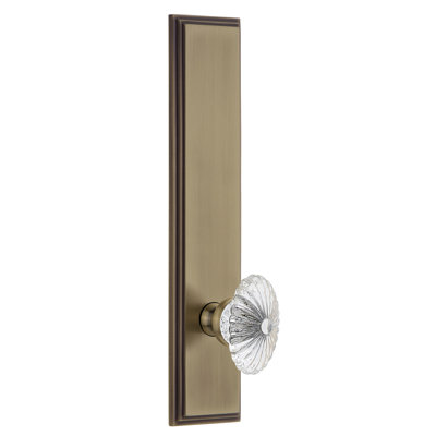 Grandeur Carré Tall Plate Passage with Burgundy Crystal Door Knob
