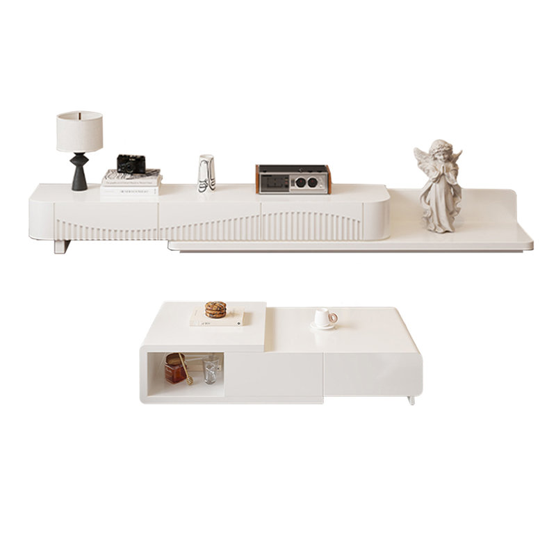 Ensemble de meuble télé et table basse en bois extensible