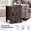 Table de chevet 24 po de hauteur avec station de charge, table de chevet en bois avec tablette réglable, prises intégrées-1543640920