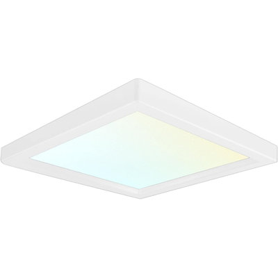 4 Inch Square LED Flush Mount Ceiling Light Fixture, 10W, 3 Color Selectable 3000K | 4000K | 5000K, 600 Lumens, Dimmable Surface Mount Downlight, Damp Rated, J-Box Installation, ETL Listed