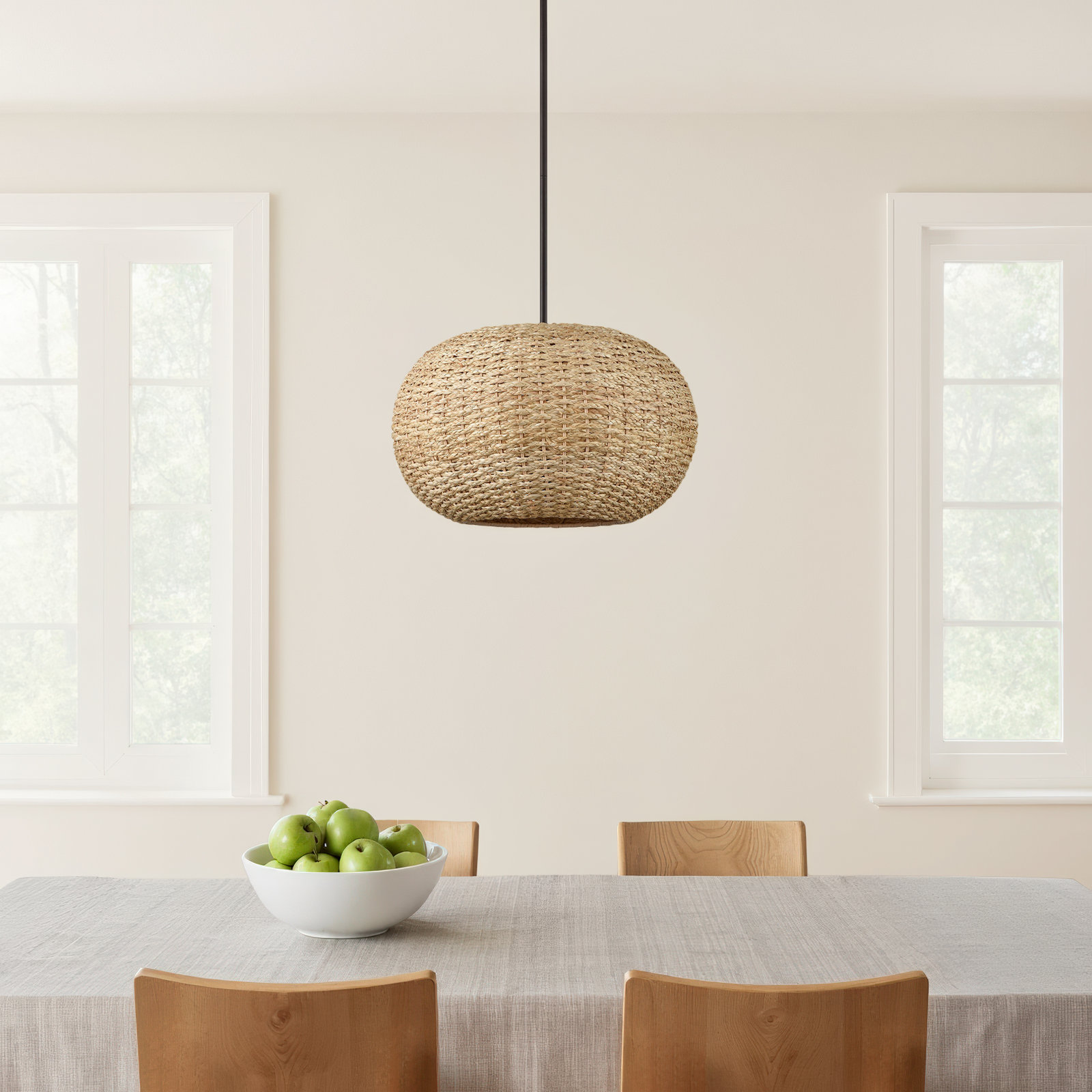 Millennium Lighting Bemo 3 Light Pendant Light in Oiled Bronze with Natural Rattan Shade