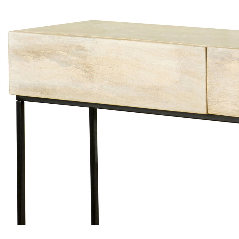 Ansley White Washed and Matte Black 2-Drawer Console Table