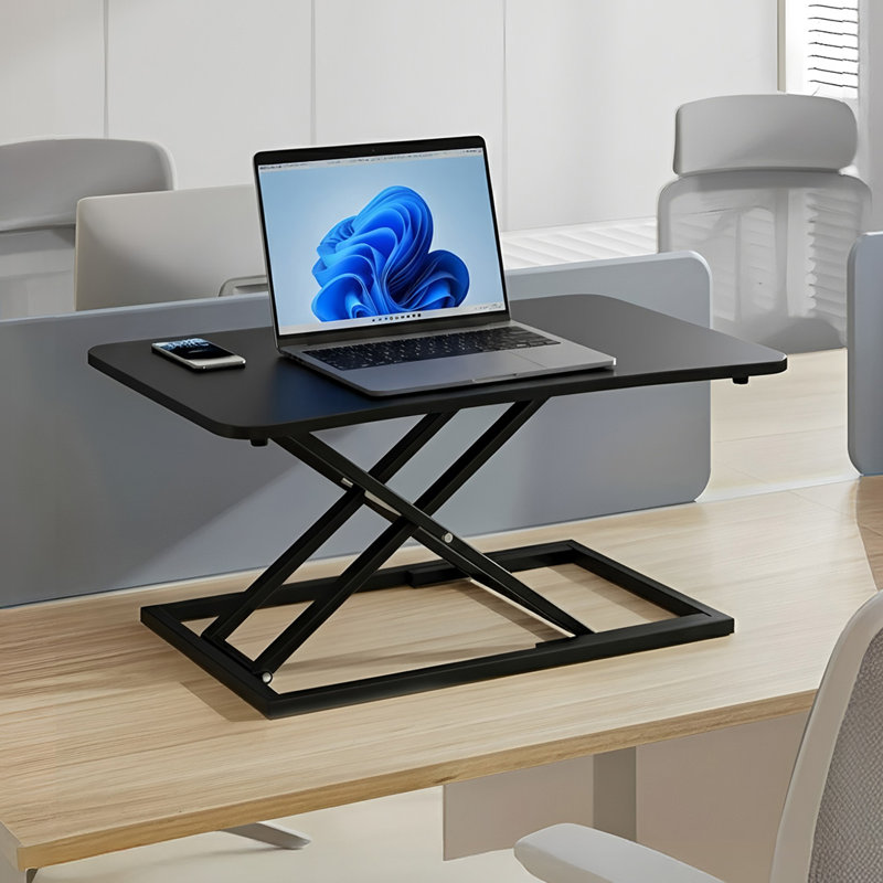 Adjustable Metal Base Computer Desk, Black