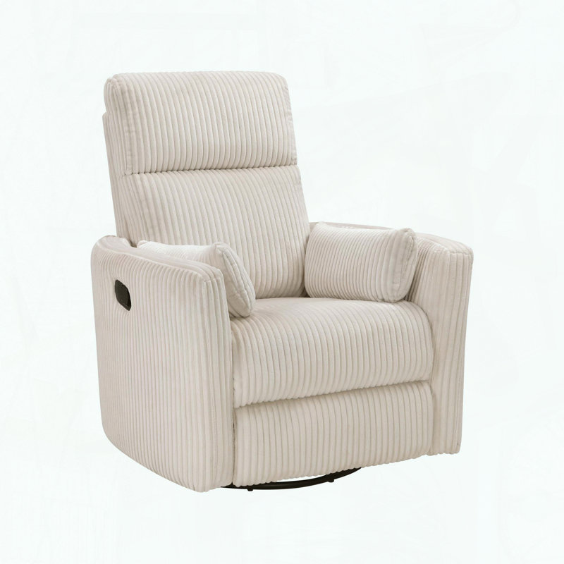 Fauteuil inclinable et pivotant, en velours côtelé, pivotant à 360 °, mouvement coulissant, Beige