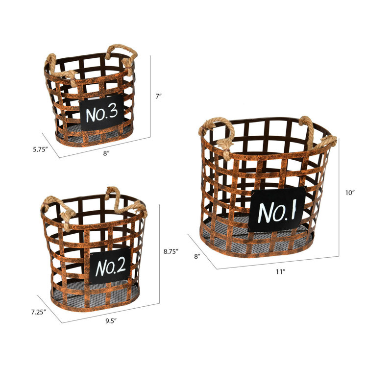 10" Wire Chalkboard Oval Basket, Set of 3