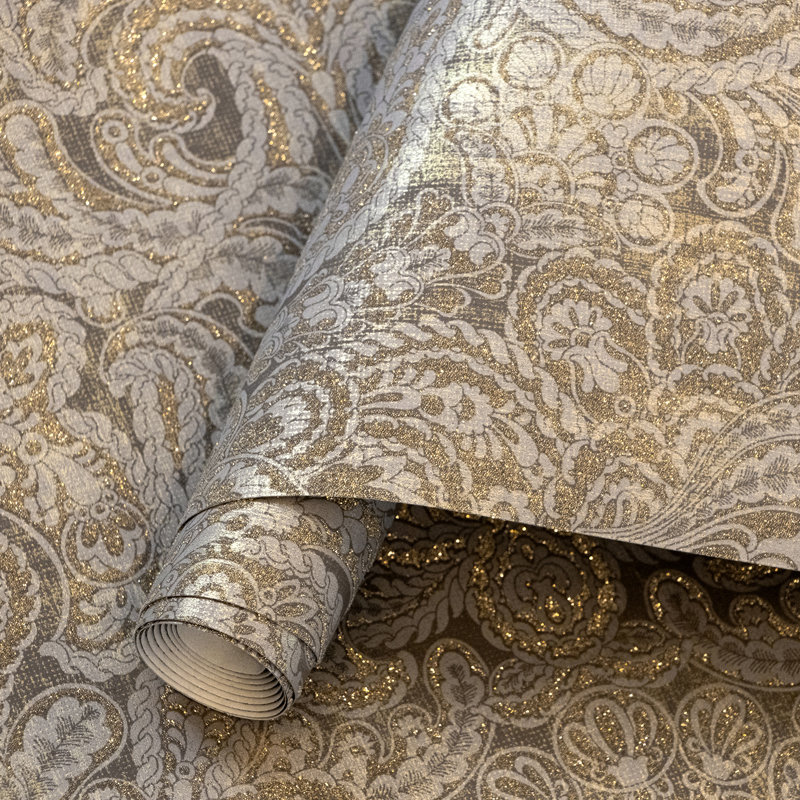 Adonea Aphrodite Glass Beads 3D Embossed 33' L x 21" W Wallpaper Roll, Brown Gold