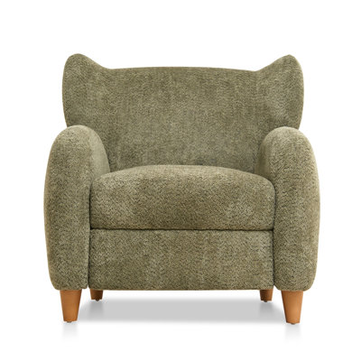 Curved Backrest Upholstered Wooden Armchair