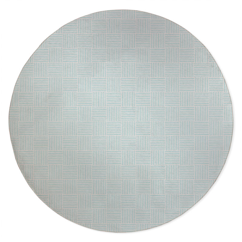 Gridblocked Non-Slip Outdoor Rug, Round 5'