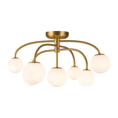 Plafonnier Maysonet 27 po en or brossé avec verre opale