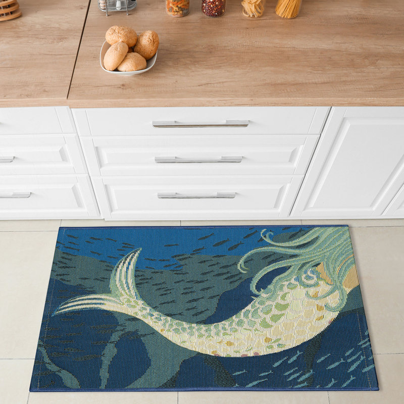 Thomasina No Pattern And Not Solid Color Synthetic Non-Skid Kitchen Mat, Rectangle 2' x 2'10"