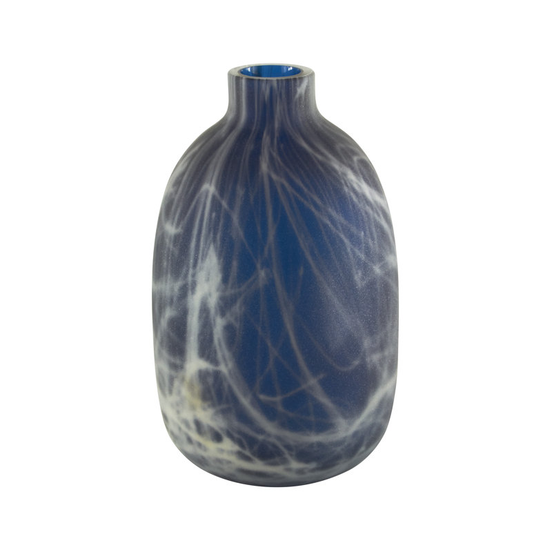 Vase de table en verre marbré Kachayr, Bleu