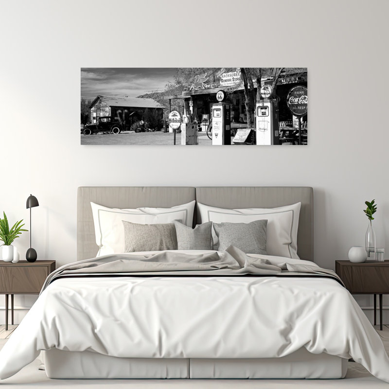 Store with a gas station on the roadside Route 66 Hackenberry Arizona USA 1 Piece Wrapped Canvas Panoramic Wall Art