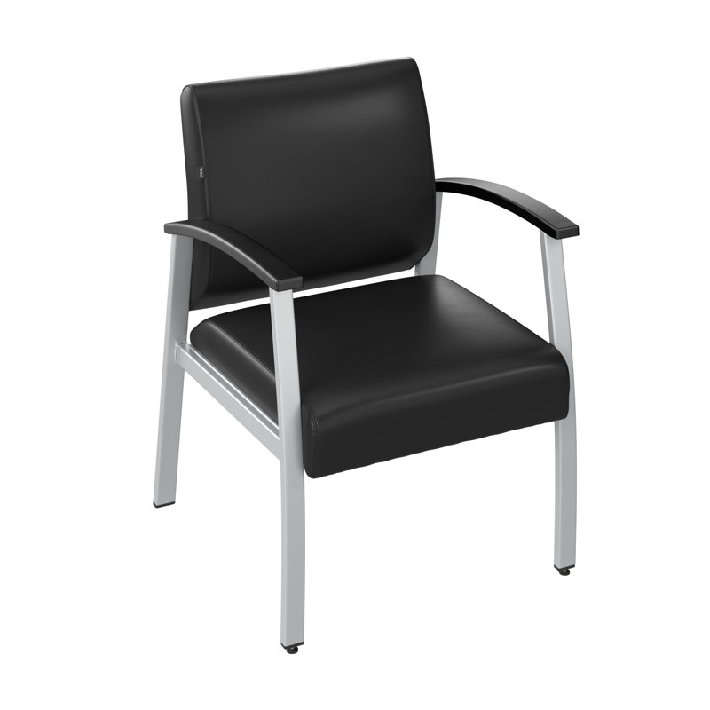 Black Vinyl Mid-Back Waiting Room Chair with Metal Frame