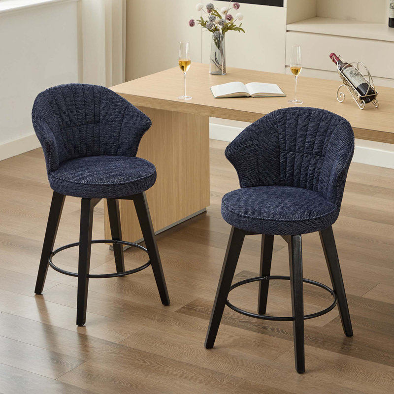 Tabourets de bar pivotants à hauteur de comptoir à oreilles avec repose-pieds réglables (ensemble de 2), Bleu