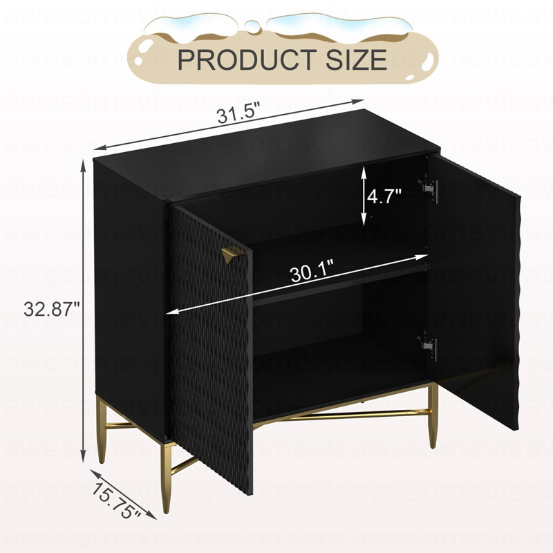 Letika 2 - Door Accent Cabinet Sideboard, Black