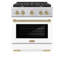 ZLINE 30 in. 4 Burner Gas Range with Gas Oven in Stainless Steel with White Matte Door and Accents