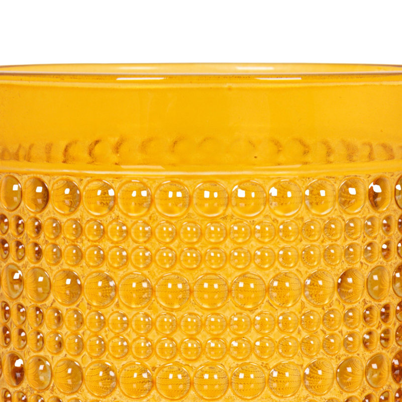Verres ronds en verre à pois surélevés, Jaune