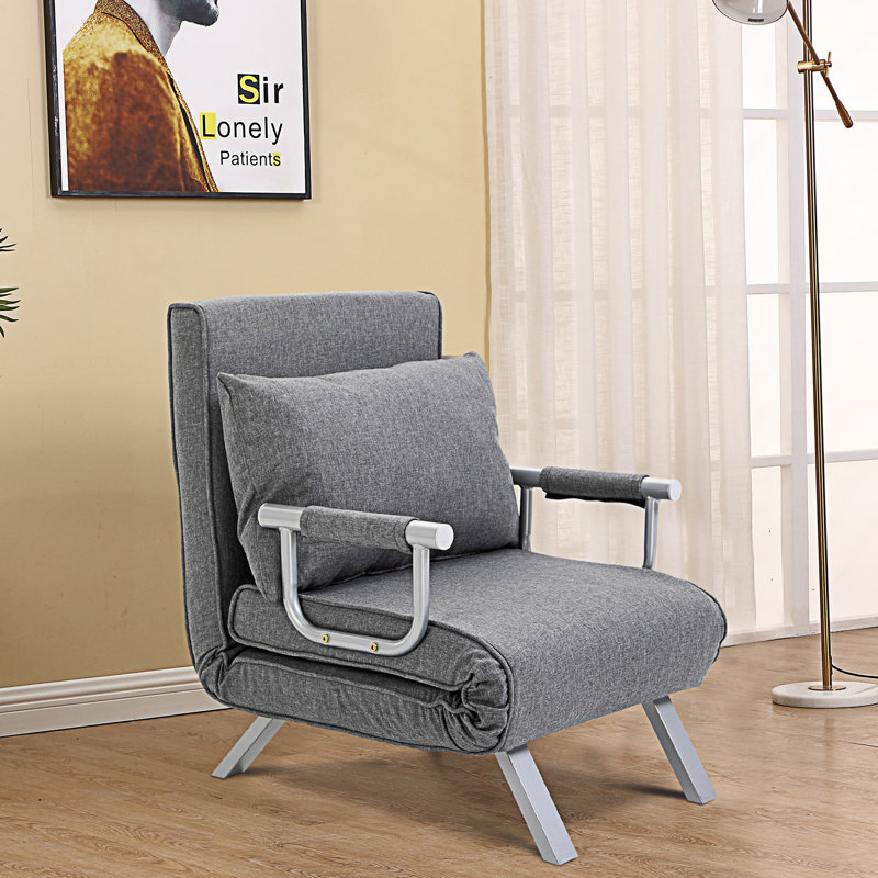 Single Person Folding 5 Position Convertible Sofa Bed W/Pillow