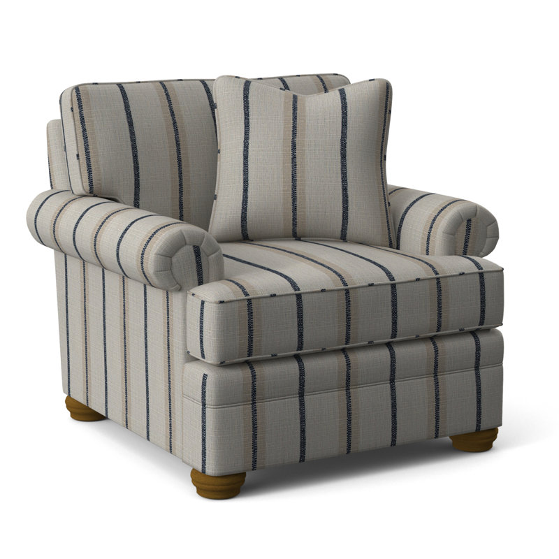 Kensington Armchair, Taupe Plaid; 0126-73, Havana Finish