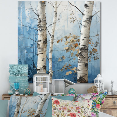 «White and Blue Birch Wood In Winter II», reproduction d'art sur toile