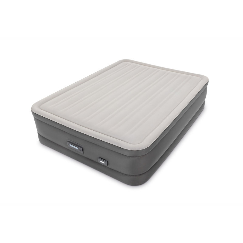 Intex: PremAire I Elevated Airbed - Full - Gray, 18" Inflatable Air Mattress, Built-In Electric Pump, Fiber-Tech, Carry Bag, 600lb Cap, 64903ED
