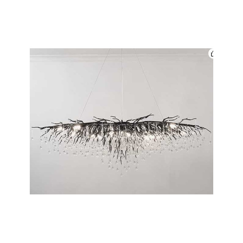 Lustre en cristal clair, Noir mat