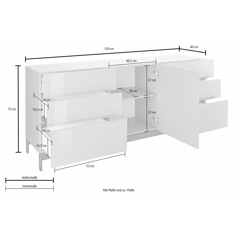 Bidle 170cm Sideboard, Anthracite