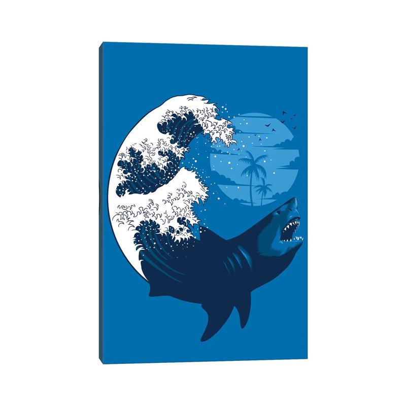 Shark Wave by Alberto Perez - Wrapped Canvas Painting, 101.6cm H x 66.04cm W x 1.91cm D