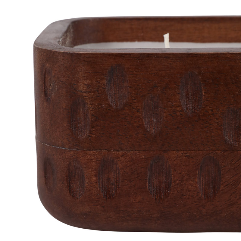 Bougie parfumée à la vanille Jeimi pour chambre à coucher décor de table de chevet - Bougie décorative en bois de manguier pour bibliothèque, table basse ou salon - 10 po, brun