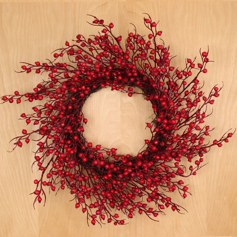 Grande couronne en soie 22 po Rosehip