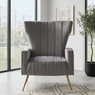 Velvet Wingback Accent Chair