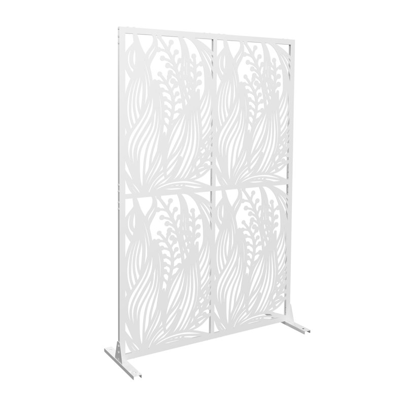 Cloison d'intimité en métal avec écran d'intimité autoportant pour balcon et patio, Blanc