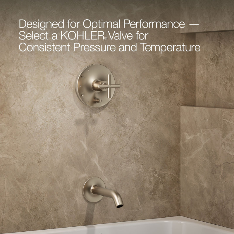 Purist® Pressure-Balancing Thermostatic Tub and Shower Faucet, Vibrant Brushed Bronze, Cross Handle, 2.5 GPM